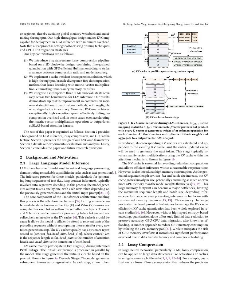 Page 2 of KVComp: A High-Performance, LLM-Aware, Lossy Compression Framework for KV Cache