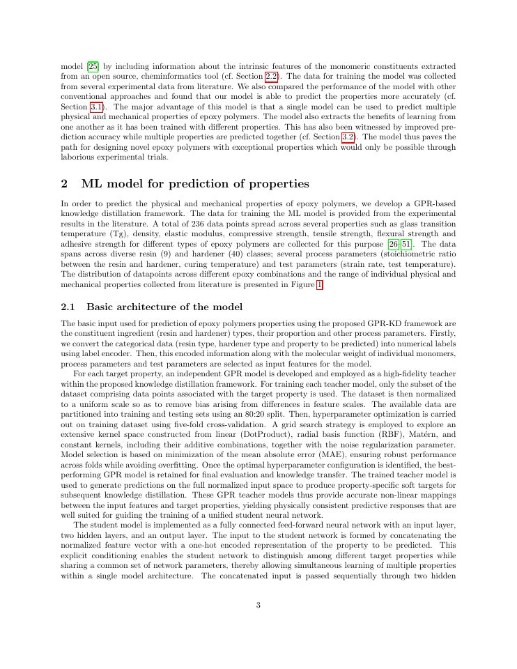 Page 3 of Gaussian Process Regression-based Knowledge Distillation Framework for Simultaneous Prediction of Physical and Mechanical Properties of Epoxy Polymers
