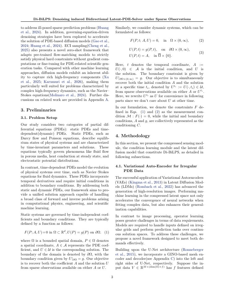 Page 3 of Di-BiLPS: Denoising induced Bidirectional Latent-PDE-Solver under Sparse Observations