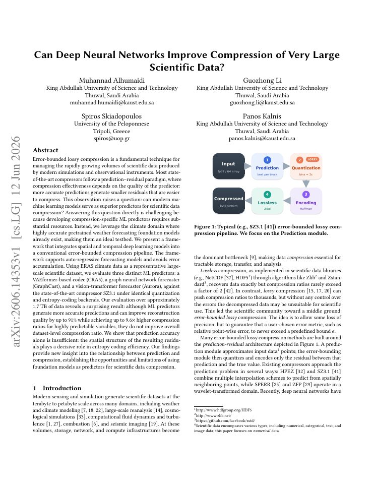 First page of Can Deep Neural Networks Improve Compression of Very Large Scientific Data?