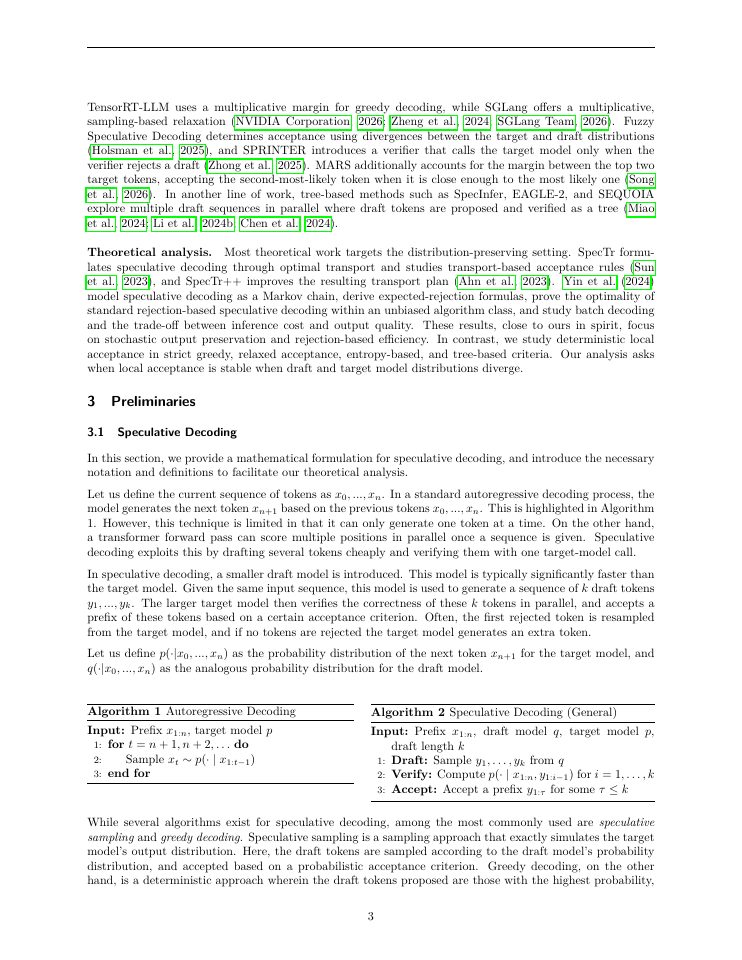 Page 3 of When Is a Draft Accepted? A Theory of Acceptance in Speculative Decoding