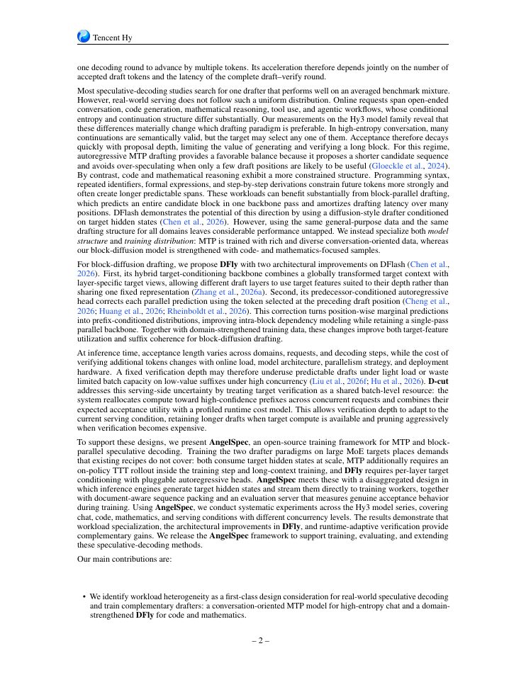 Page 2 of AngelSpec: Towards Real-World High Performance Inference with Speculative Decoding