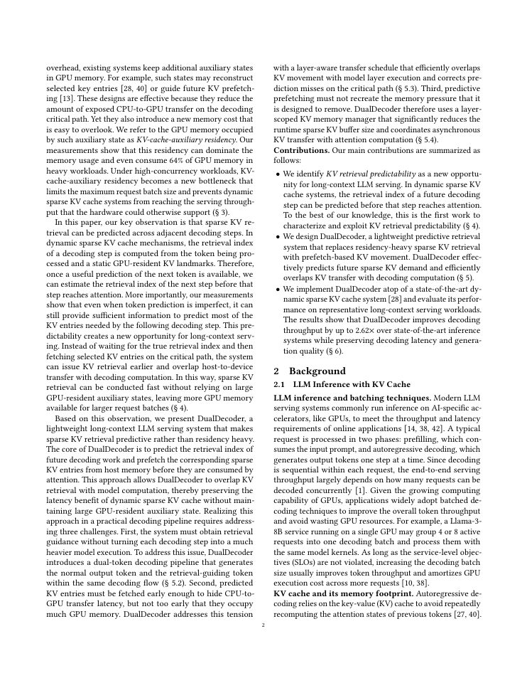 Page 2 of DualDecoder: Accelerate Long Context LLM Inference by Predictive Prefetch
