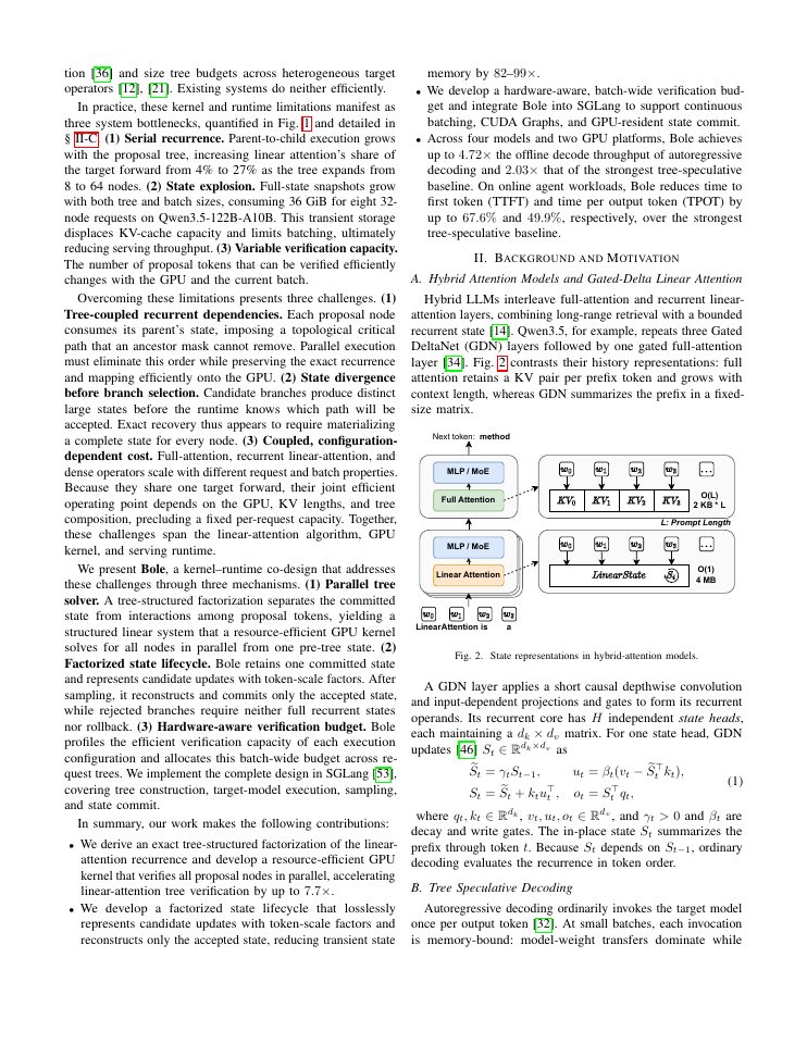 Page 2 of Bole: Efficient Tree Speculation for Hybrid-Attention Language Models