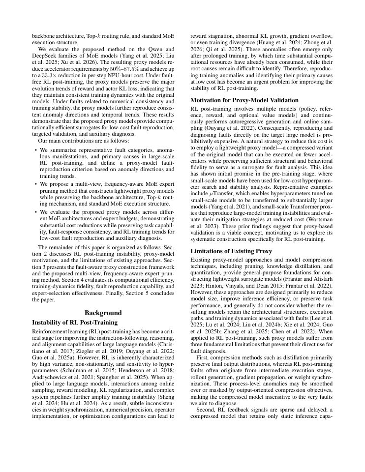 Page 2 of MoE Proxy Models for Low-Cost Failure Reproduction and Diagnosis in LLM RL Post-Training