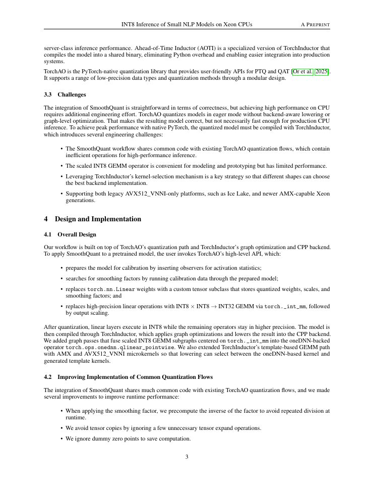 Page 3 of Efficient INT8 Inference of Small NLP Models on Server CPUs with PyTorch Native Stack