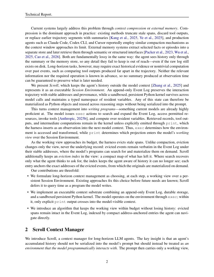 Page 2 of Context as an Environment: Programmatic Context Management for Long-Horizon Agents