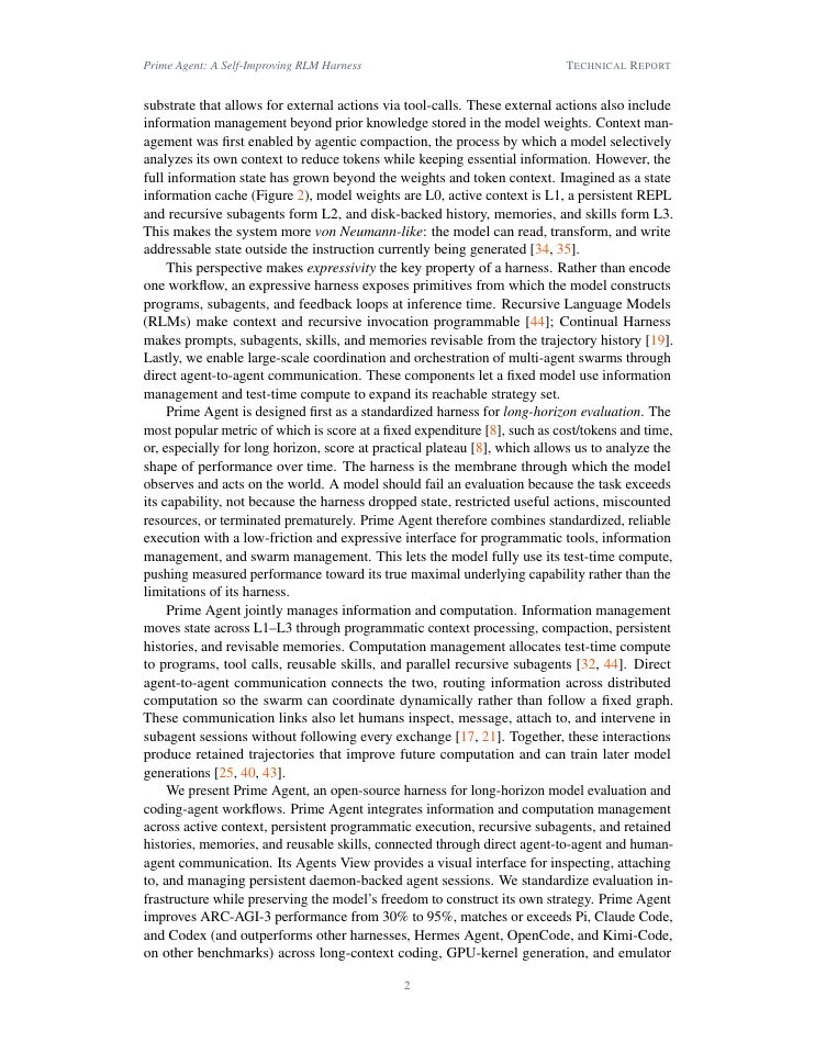 Page 2 of Prime Agent: A Self-Improving RLM Harness