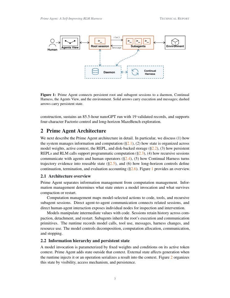 Page 3 of Prime Agent: A Self-Improving RLM Harness