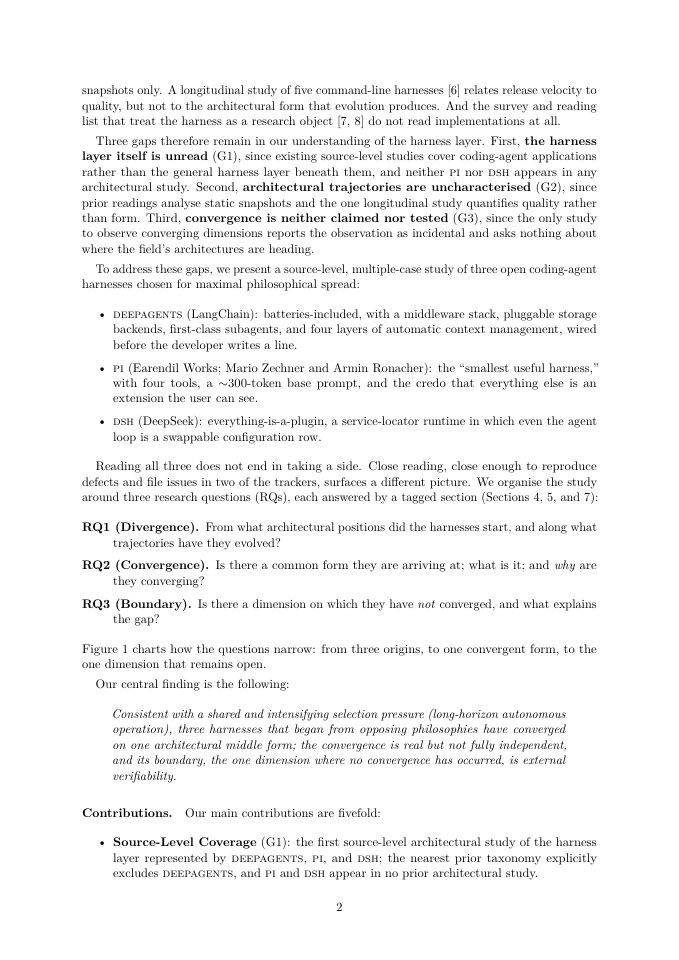 Page 2 of The Empire, Long Divided, Must Unite: Architectural Convergence in Three LLM Agent Harnesses