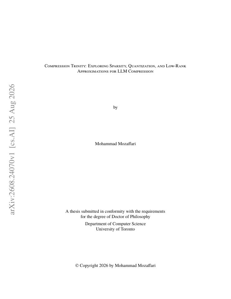 First page of Compression Trinity: Exploring Sparsity, Quantization, and Low-Rank Approximations for LLM Compression