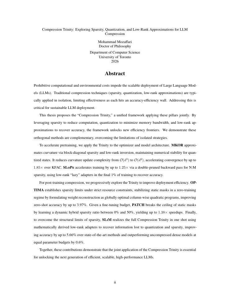 Page 2 of Compression Trinity: Exploring Sparsity, Quantization, and Low-Rank Approximations for LLM Compression