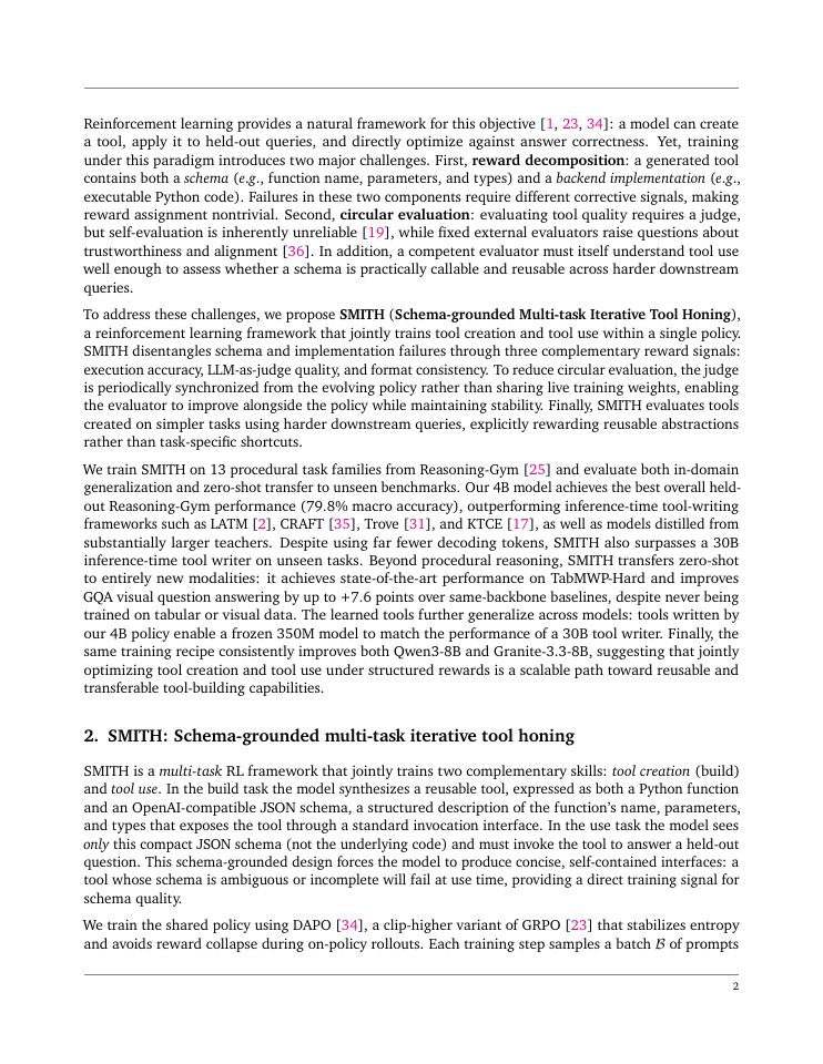 Page 2 of Joint Optimization of Tool Creation and Use for Large Language Model Agents