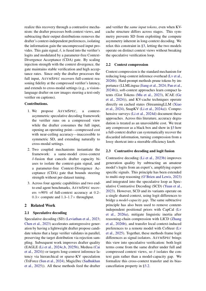 Page 2 of AsymSpec: Context-Asymmetric Speculative Decoding for Agentic LLMs