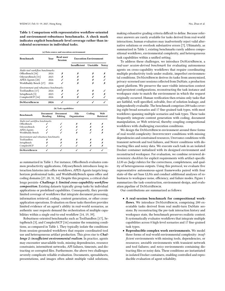 Page 2 of DuMateBench: Evaluating Autonomous Agents in Complex Real-World Workflows