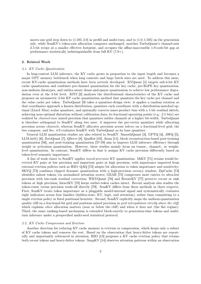 Page 3 of SemKV: Semantic Mixed-Precision KV Cache Quantization Guided by the Quality Cliff for Long-Context LLM Inference
