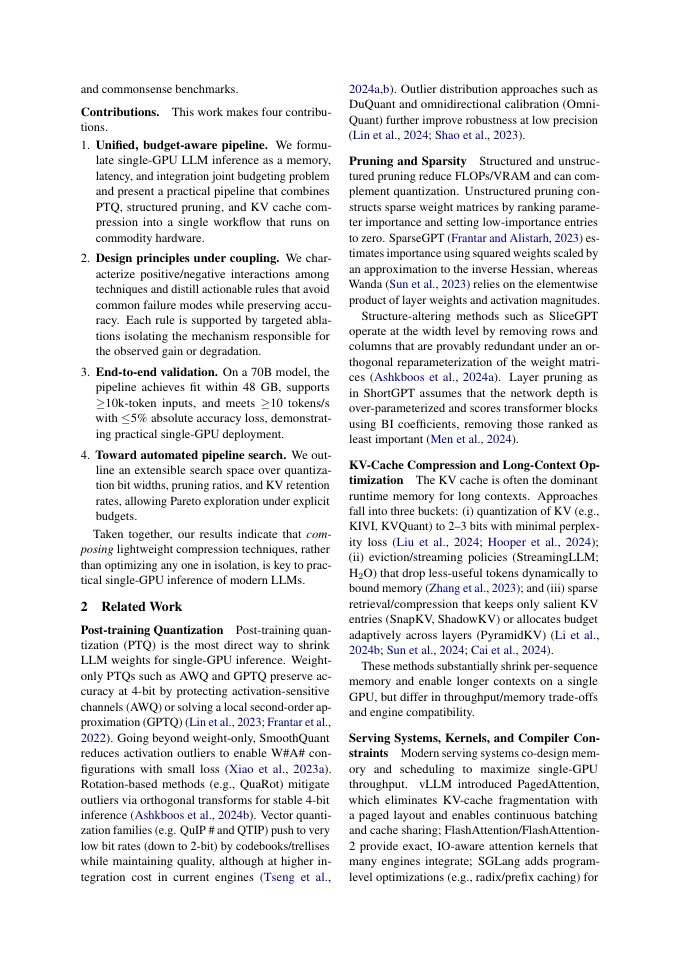 Page 2 of Budget-Aware Compression Pipeline for Single-GPU LLM Inference: Methods, Trade-offs, and Coupling Effects