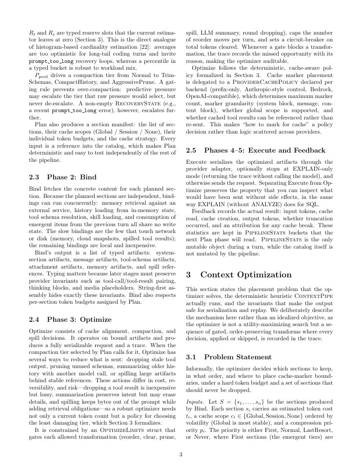 Page 3 of ContextPipe: Database-Inspired Context Assembly for Long-Horizon Agents
