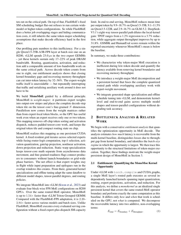Page 2 of MonoMoE: An Efficient Fused Mega-kernel for Quantized MoE Decoding