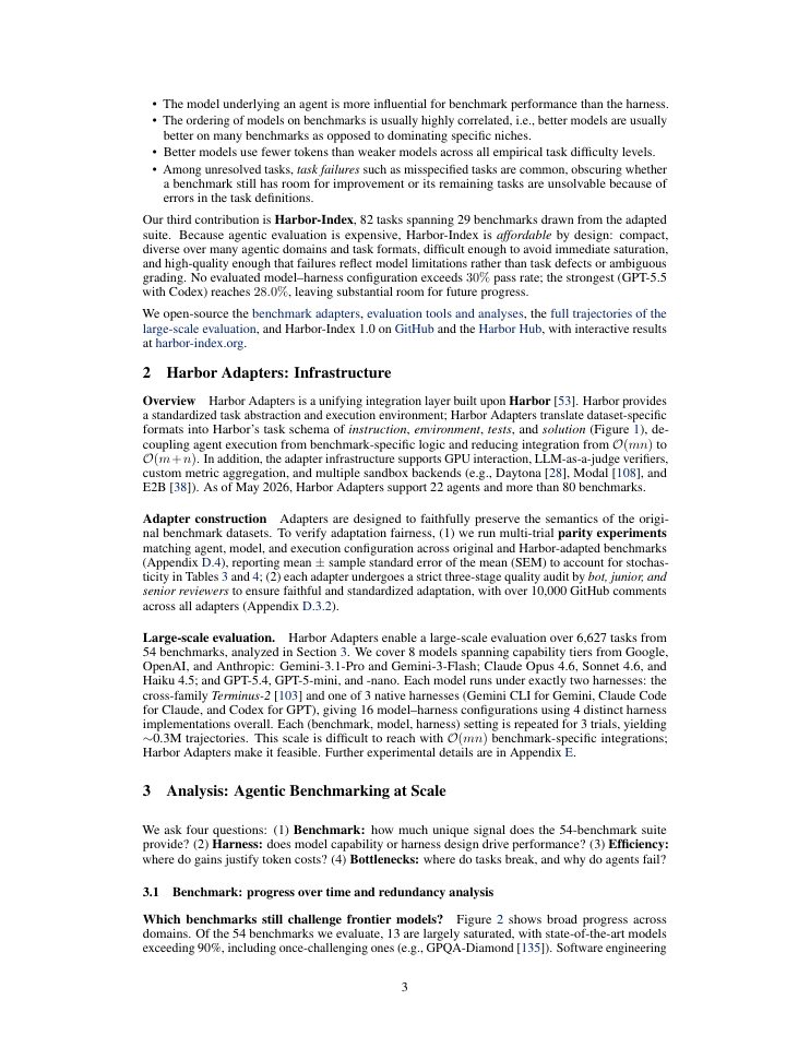 Page 3 of Harbor Adapters and Harbor-Index: Infrastructure and a Curated Meta-Dataset for Large-Scale Agentic Evaluation