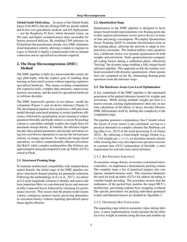 Page 2 of Deep Microcompression: Structured Pruning and Bit-packed Quantization for Microcontrollers