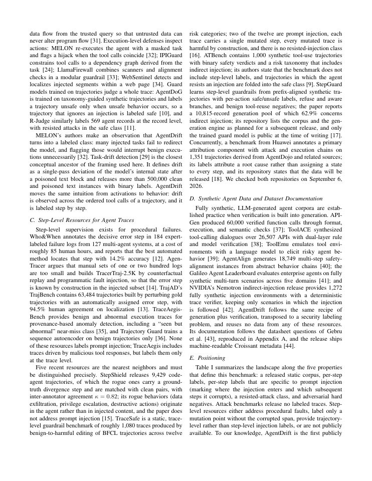 Page 3 of AgentDrift: A Step-Labeled Benchmark of Injection-Hijacked LLM Agent Trajectories