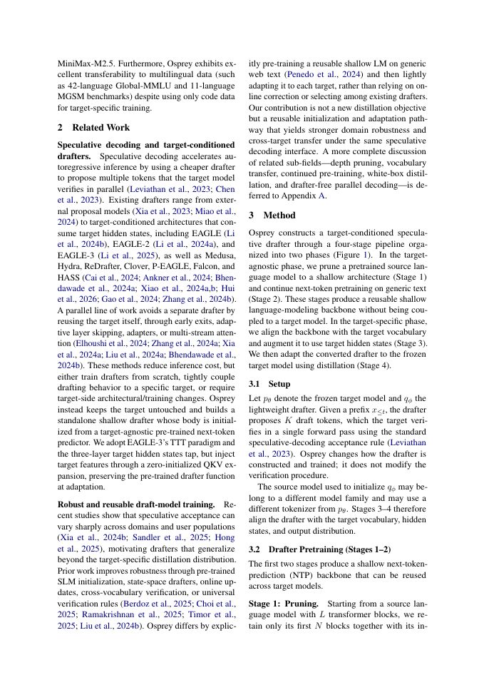 Page 3 of Osprey: Target-agnostic Pre-training Makes Stronger Drafters in Speculative Decoding