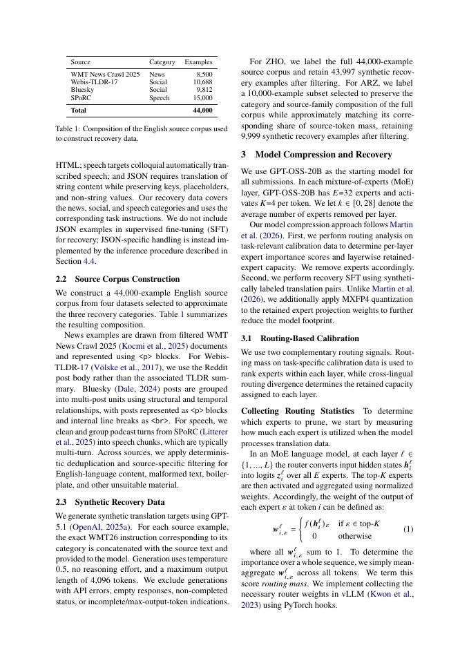 Page 2 of ESTS at WMT26: Routing-Informed Expert Pruning for Model Compression