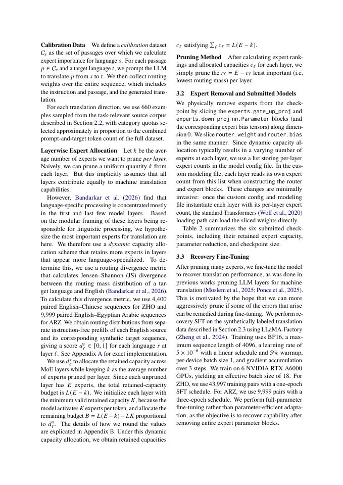 Page 3 of ESTS at WMT26: Routing-Informed Expert Pruning for Model Compression