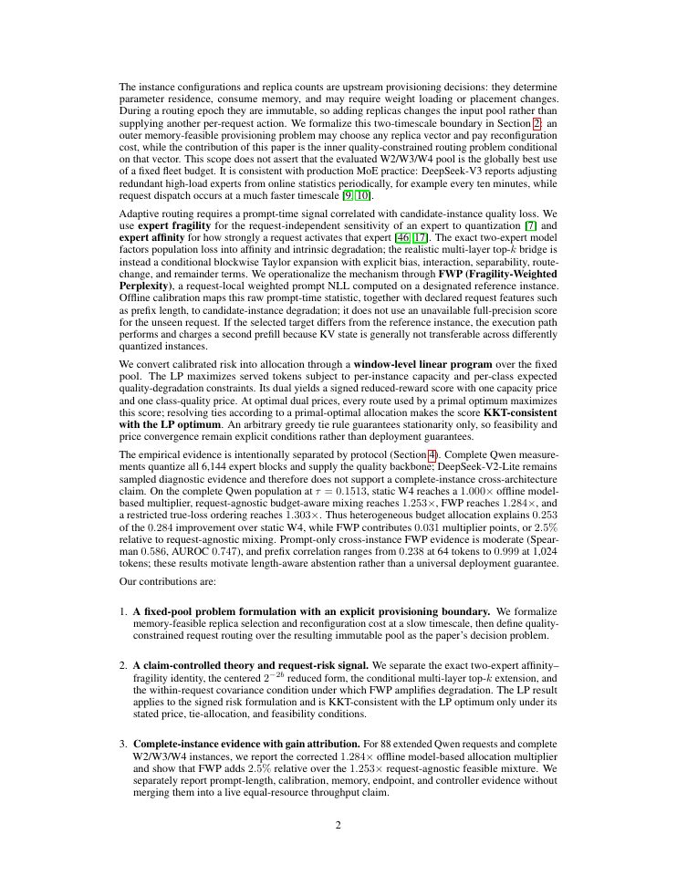 Page 2 of Quality-Constrained Routing over a Fixed Pool of Quantized Mixture-of-Experts Instances