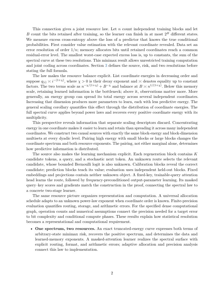 Page 2 of One Spectrum, Two Resources: Data-Memory Scaling in Autoregressive Prediction
