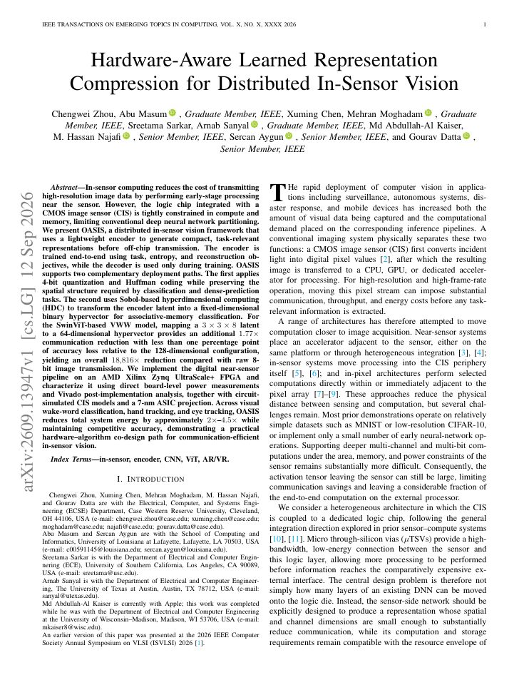 First page of Hardware-Aware Learned Representation Compression for Distributed In-Sensor Vision