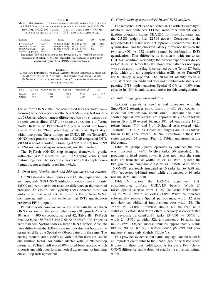 Page 3 of When Faster VLA Deployment Changes Closed-Loop Behavior: Task Success-Latency Analysis of SmolVLA Across PyTorch and ONNX Variants