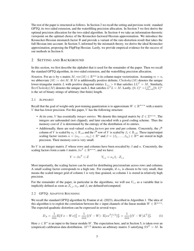 Page 3 of WaterKron and FlipFlop Hessian: Information-Theoretically Grounded Quantization with Kronecker-factored Hessians