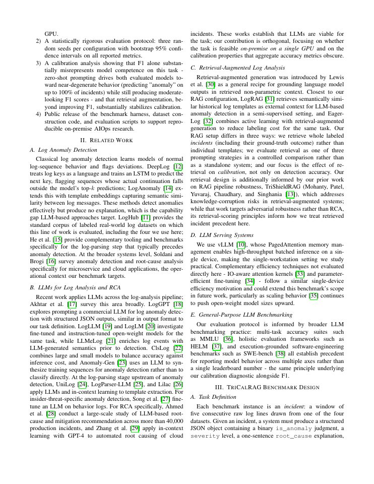 Page 2 of TriCalRAG: A Three-Strategy, Retrieval-Augmented Benchmark for On-Premise LLM-Based Root Cause Analysis in AIOps