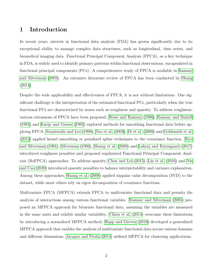 Page 2 of A Functional SVD Framework for Regularized Multivariate Functional PCA with Dual Penalization