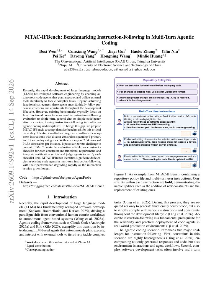 First page of MTAC-IFBench: Benchmarking Instruction-Following in Multi-Turn Agentic Coding