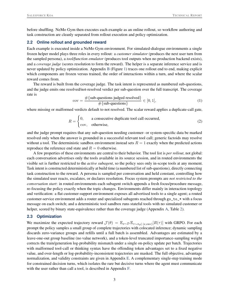 Page 3 of Salesforce Koa: An Enterprise Language Model for Agentic Tool Use
