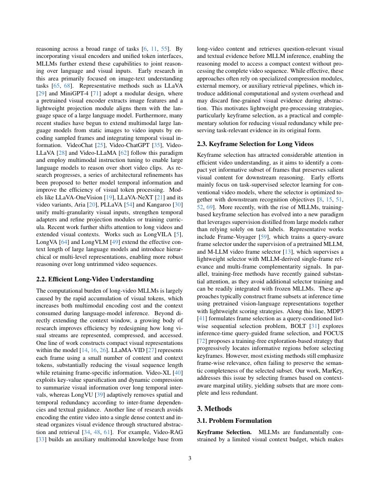 Page 3 of MarKey: Marginal Utility Guided Greedy Keyframe Selection for Long Video Understanding
