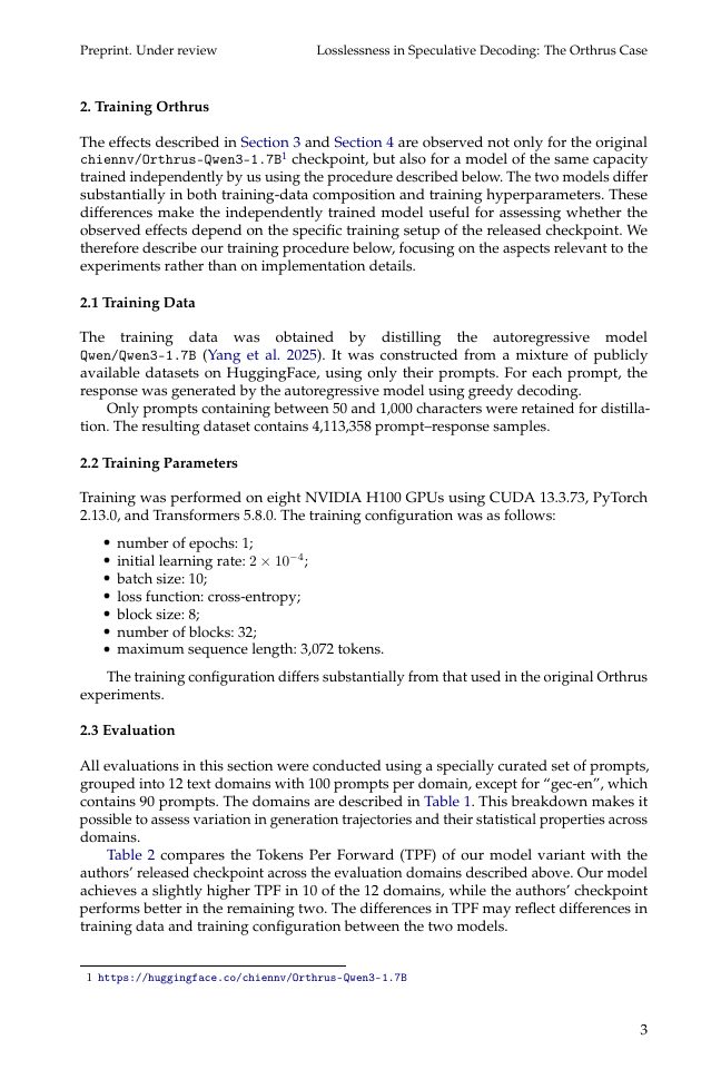 Page 3 of How Lossless Is Lossless Speculative Decoding? The Role of Numerical Precision in Orthrus