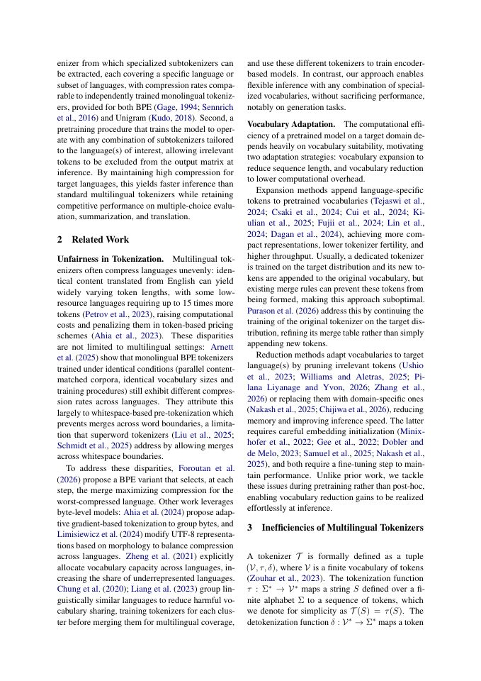 Page 2 of To Each Language Its Tokenizer: Modular Tokenizers for Efficient Multilingual LLMs