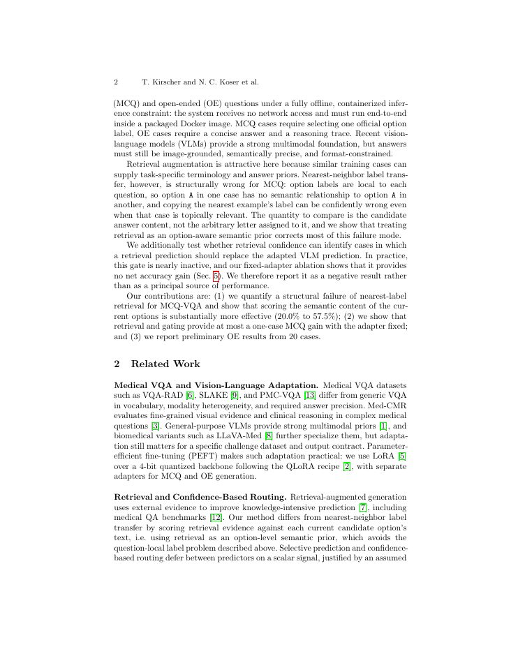 Page 2 of Option-Aware Retrieval and Task-Specific VLM Adaptation for Medical VQA