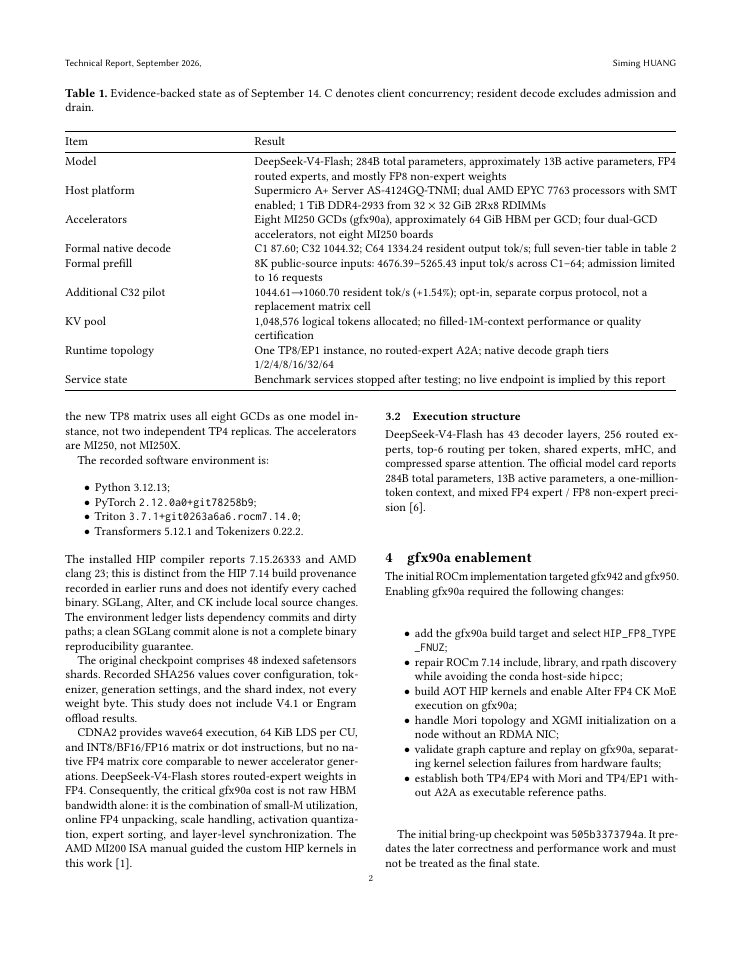 Page 2 of DeepSeek-V4-Flash on AMD gfx90a: Correctness Recovery and Inference Performance Engineering