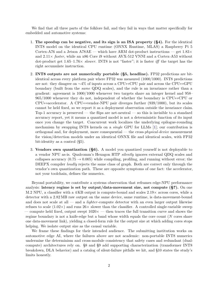 Page 2 of Is INT8 Portable? A Cross-Platform Measurement Study of Quantized Inference on Embedded and Automotive Accelerators