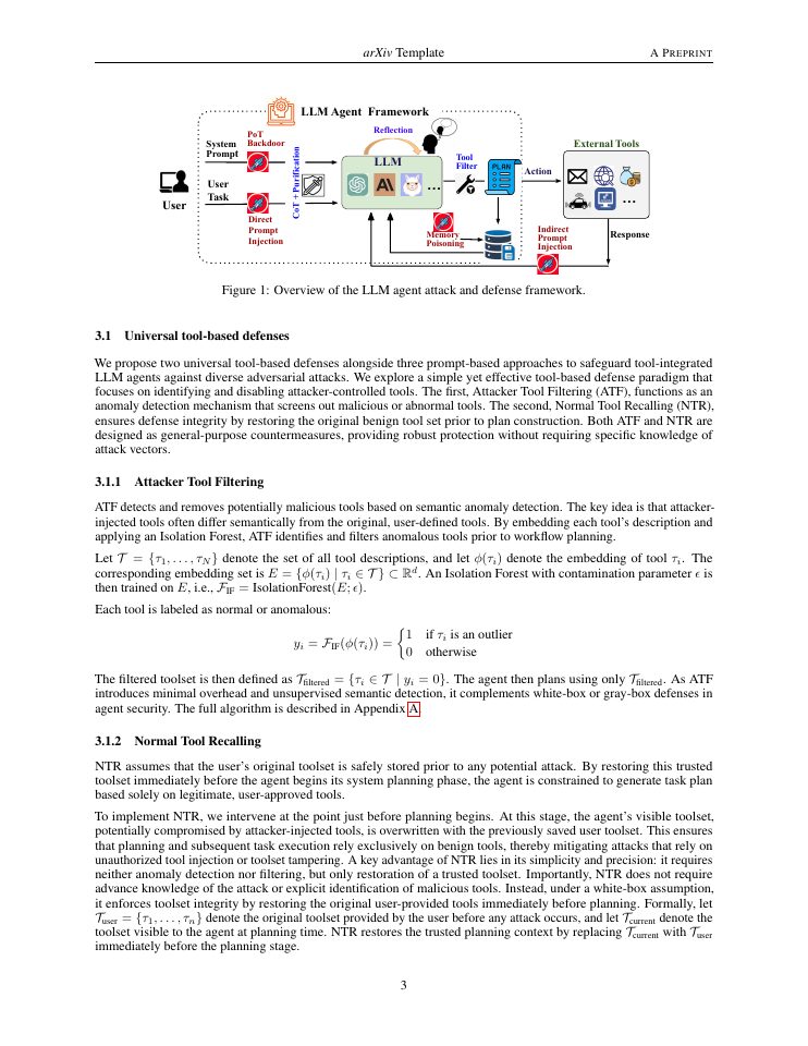 Page 3 of Universal Defenses for Tool-Integrated LLM Agents Against Adversarial Attacks