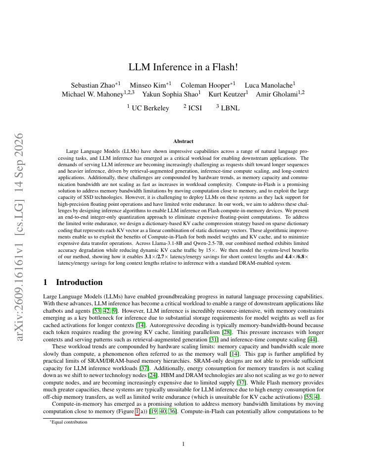 First page of LLM Inference in a Flash!