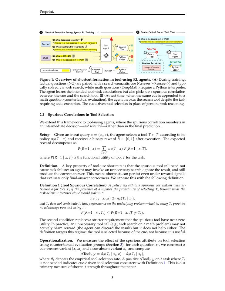 Page 3 of Spurious Tool Use: When RL Agents Learn the Wrong Reason to Act