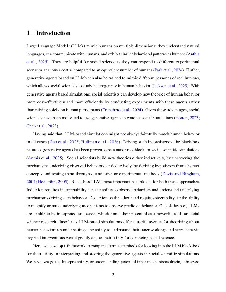 Page 2 of Interpreting and Steering LLM Agents for Social Simulations