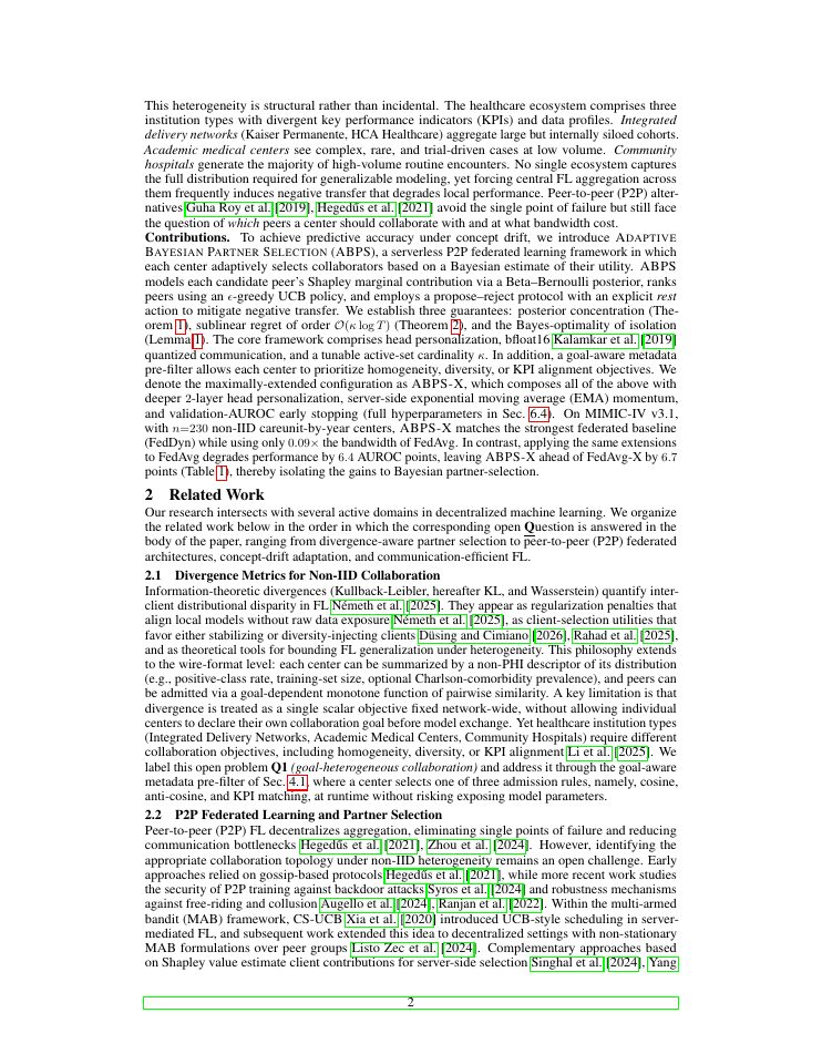 Page 2 of Adaptive Bayesian Partner Selection for Federated Clinical Centers