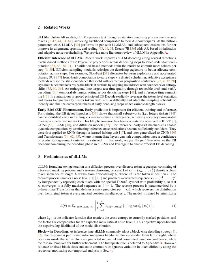 Page 3 of Early-Bird Decoding: Accelerating Diffusion LLMs with Learnable Block Sizes and Parallel Sampling